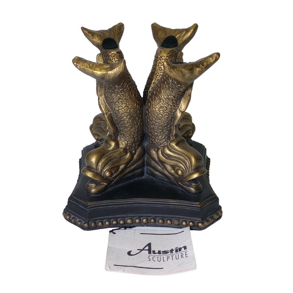 Austin Sculpture Figural Statue Dolphin Pedestal Signed Vintage 1993